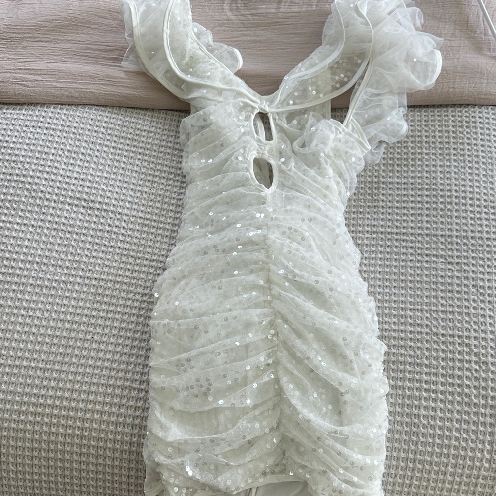 SHEIN White Sequin Mini Dress